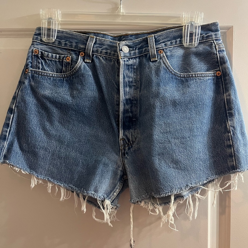 Levi's Distressed Blue Denim Shorts